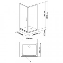 Душевой угол Bandhours Frenk/Side/Rectangular 810 100x80