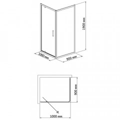 Душевое ограждение Bandhours Frenk/Side-Glass 910 100x90