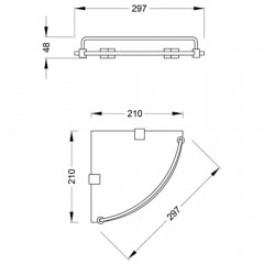 Полка стеклянная угловая Zeegres Z.Cub 21117101