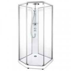 Душевая кабина IDO Showerama 10-5 Pentagonal 90см*90см профиль серебристый матовый, стекло прозрачное/прозрачное