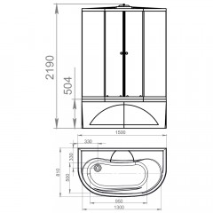 Душевая кабина Domani-Spa Neat 150 high голубые стенки/прозрачное стекло DS01N158HDbCl00
