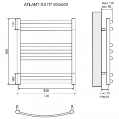 Полотенцесушитель электрический Lemark Atlantiss LM32607RE П7 500x600 хром