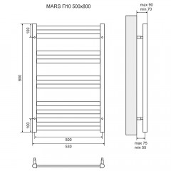 Полотенцесушитель электрический Lemark Mars LM35810E П10 500x800 хром