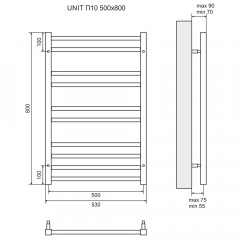 Полотенцесушитель электрический Lemark Unit LM45810EBL П10 500x800 чёрный