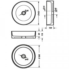 Раковина накладная Sanita Luxe Best 40 Slim BST40SLWB01S