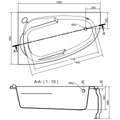 Ванна акриловая Cersanit Joanna 150x95 L