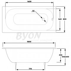Ванна чугунная Byon 13 Maxi 180x80x45
