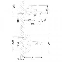 Смеситель для ванны Lemark Nero LM0214C