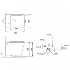 Унитаз подвесной SantiLine SL-5004SM-BD с функцией биде и смесителем