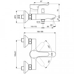 Смеситель для ванны Ideal Standard Dot 2.0 BC326AA