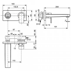 Смеситель для раковины встраиваемый Ideal Standard Edge A7116AA