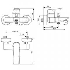 Смеситель для ванны Ideal Standard Tesi A6583AA