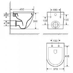 Унитаз подвесной Azario Grado AZ0046N безободковый