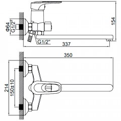 Смеситель универсальный Ledeme H28 L2228-B