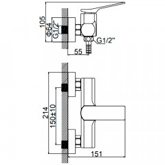Смеситель для душа Ledeme H75 L2075B