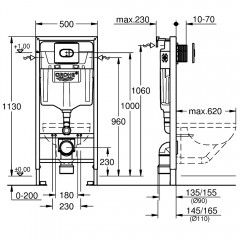 Инсталляция для подвесного унитаза Grohe Rapid SL 38981000 с кнопкой смыва