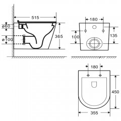 Инсталляция OLI 80 Eco 886914RDOO + унитаз Fubini FB004 Helen безободковый с сиденьем