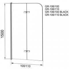 Шторка на ванну Grossman GR-106110BLACK