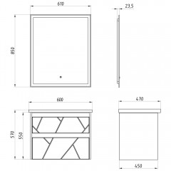 Комплект мебели ASB-Mebel Диана 60 белый