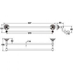 Полотенцедержатель двойной Rose RG1427Q