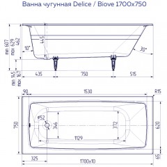Ванна чугунная Delice France Biove 170x75 DLR220509