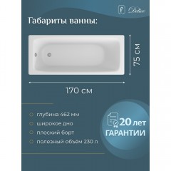 Ванна чугунная Delice France Biove 170x75 DLR220509