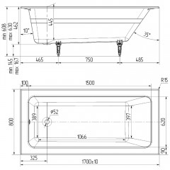 Ванна чугунная Delice France Parallel 170x80 DLR220502