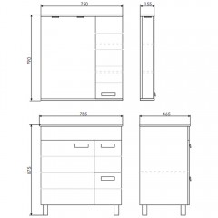 Зеркало-шкаф Comforty Модена М-75 белый матовый