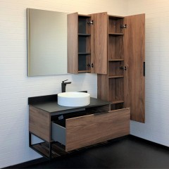 Зеркало-шкаф Comforty Порто 90 дуб тёмно-коричневый