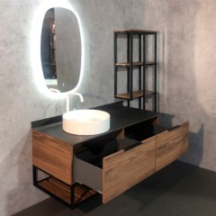 Тумба с раковиной Comforty Порто 120-1 дуб тёмно-коричневый/чёрный
