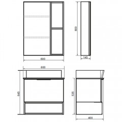Тумба с раковиной Comforty Штутгарт 60 дуб тёмно-коричневый (раковина 9055RA-50)