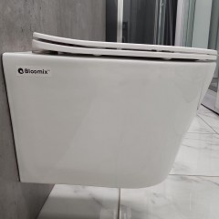 Инсталляция Geberit 111.153.00.1 + кнопка смыва Delta21 115.125.11.1 + унитаз Bloomix Roland 1201 безободковый с сиденьем