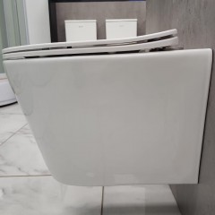 Инсталляция Geberit 111.153.00.1 + кнопка смыва Delta21 115.125.11.1 + унитаз Bloomix Roland 1201 безободковый с сиденьем