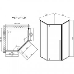 Душевое ограждение Vincea Penta VSP-3P100CL