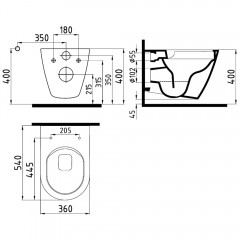 Унитаз подвесной безободковый beWash Alesta ALKA054H1VE0W5SZ0 с функцией биде и смесителем белый глянец