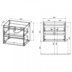 Тумба под раковину Vincea Gio 600 R.Oak VMC-2G600RO