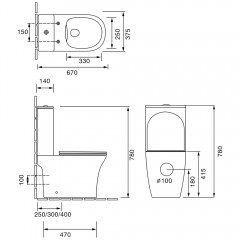 Унитаз SantiLine SL-5022 безободковый