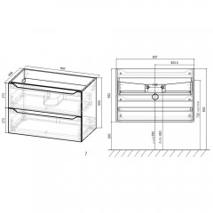 Тумба с раковиной Vincea Norma 800 V.Oak