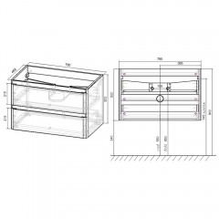 Тумба под раковину Vincea Vico 800 R.Wood VMC-2V800RW