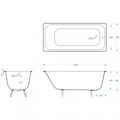 Ванна чугунная Delice France Aurora 150x70 DLR230603R