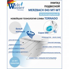 Унитаз подвесной WeltWasser Merzbach 043 MT-WT безободковый торнадо