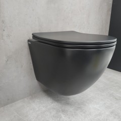 Унитаз подвесной Bloomix Black Diamond MD1055T/UF01 безободковый торнадо