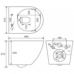 Унитаз подвесной Bloomix Orion MD12177T/UF01 безободковый торнадо