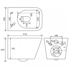 Унитаз подвесной Bloomix Regnum MD1205T/UF01 безободковый торнадо