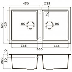 Мойка кухонная Omoikiri Tedori 86-2-WH