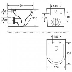 Унитаз подвесной Bloomix Vortex 2.0 T12110/UF1 безободковый торнадо