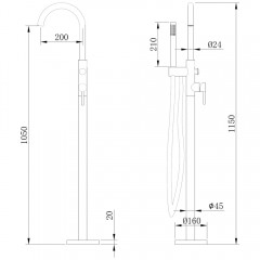 Смеситель для ванны напольный Abber Wasser Kreis AF8115RG