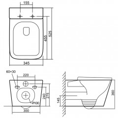 Инсталляция SantiLine SL-01 + унитаз SantiLine SL-5027 безободковый торнадо с сиденьем