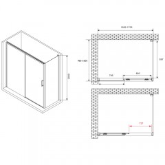 Душевое ограждение Abber Komfort AG93170B-S102B