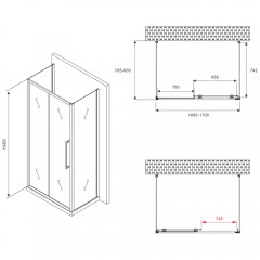 Душевое ограждение Abber Schwarzer Diamant AG30170H-S80-S80
